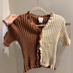Large. Brown & Cream top